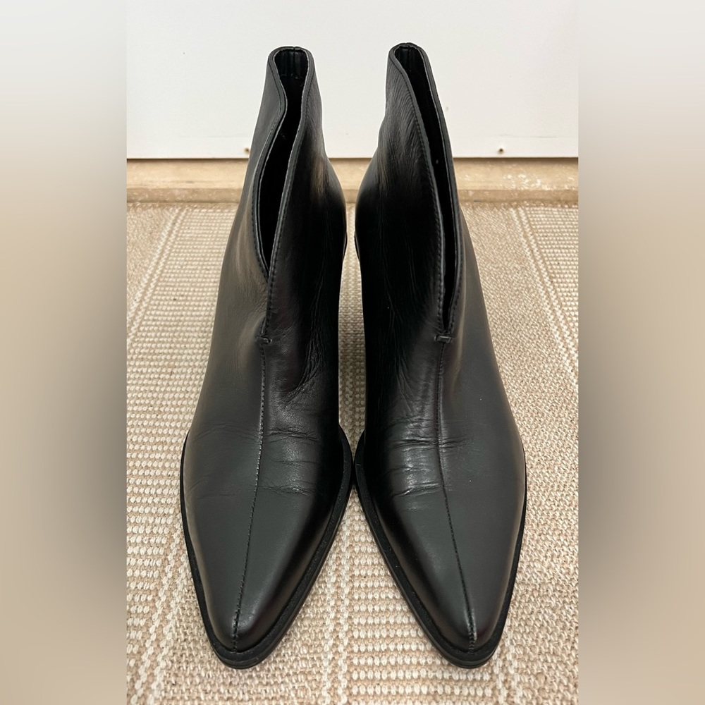 Zara black leather booties.